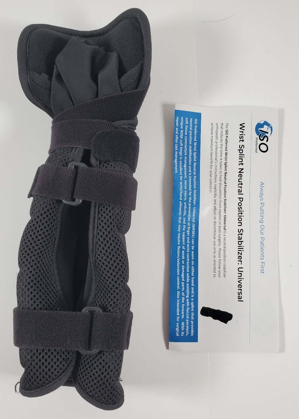 ISO Preferred Wrist Brace R/L/ Black Instructions BRAND NEW
