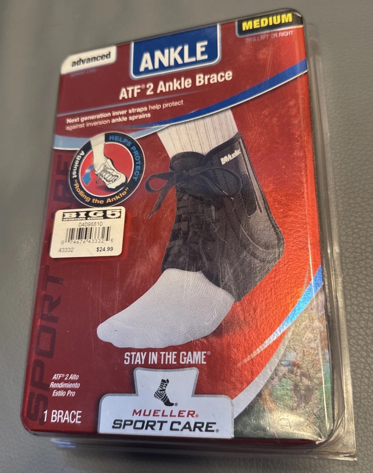 Mueller Sports Care ATF 2 Advance Ankle Support Brace Black Size: Medium- NEW