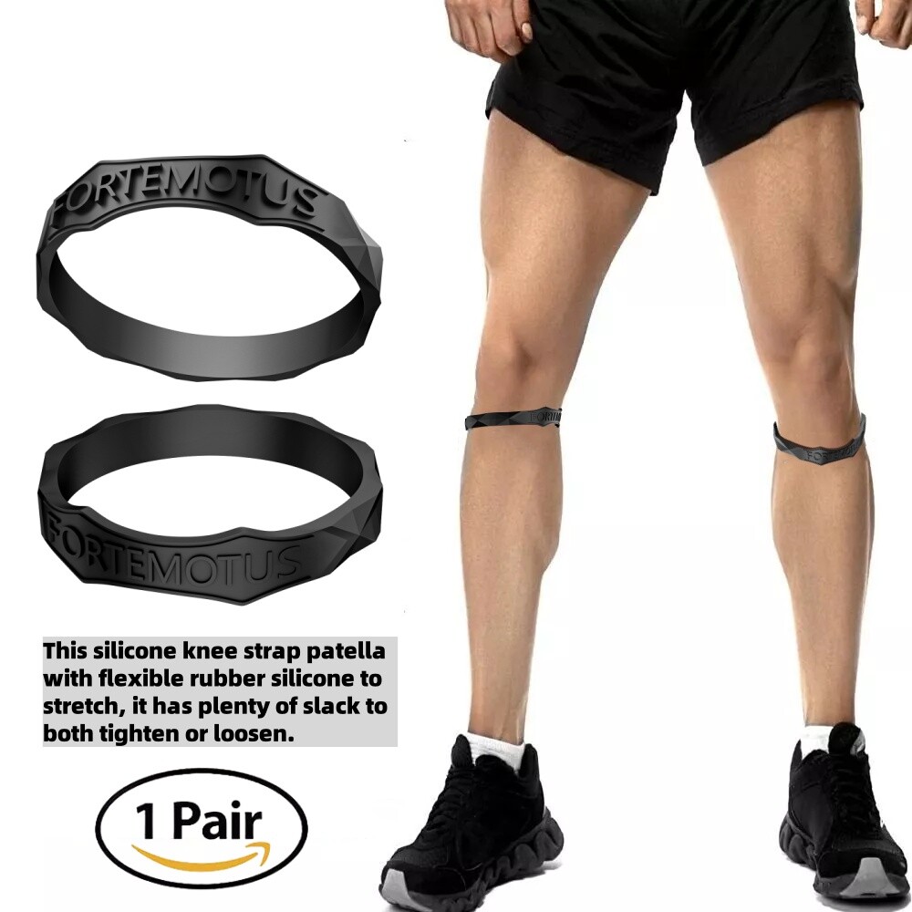 4 Pcs Patellar Tendon Support Strap, Silicone Knee Band Flexible Patella Knee