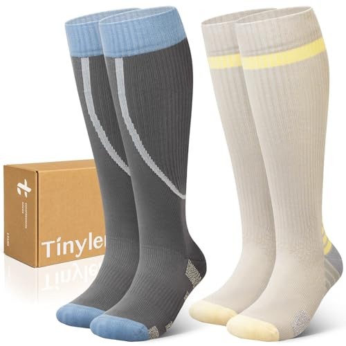 Wide Calf Compression Socks for Women & Men 15-20 mmHg S-M D-Earth Tone