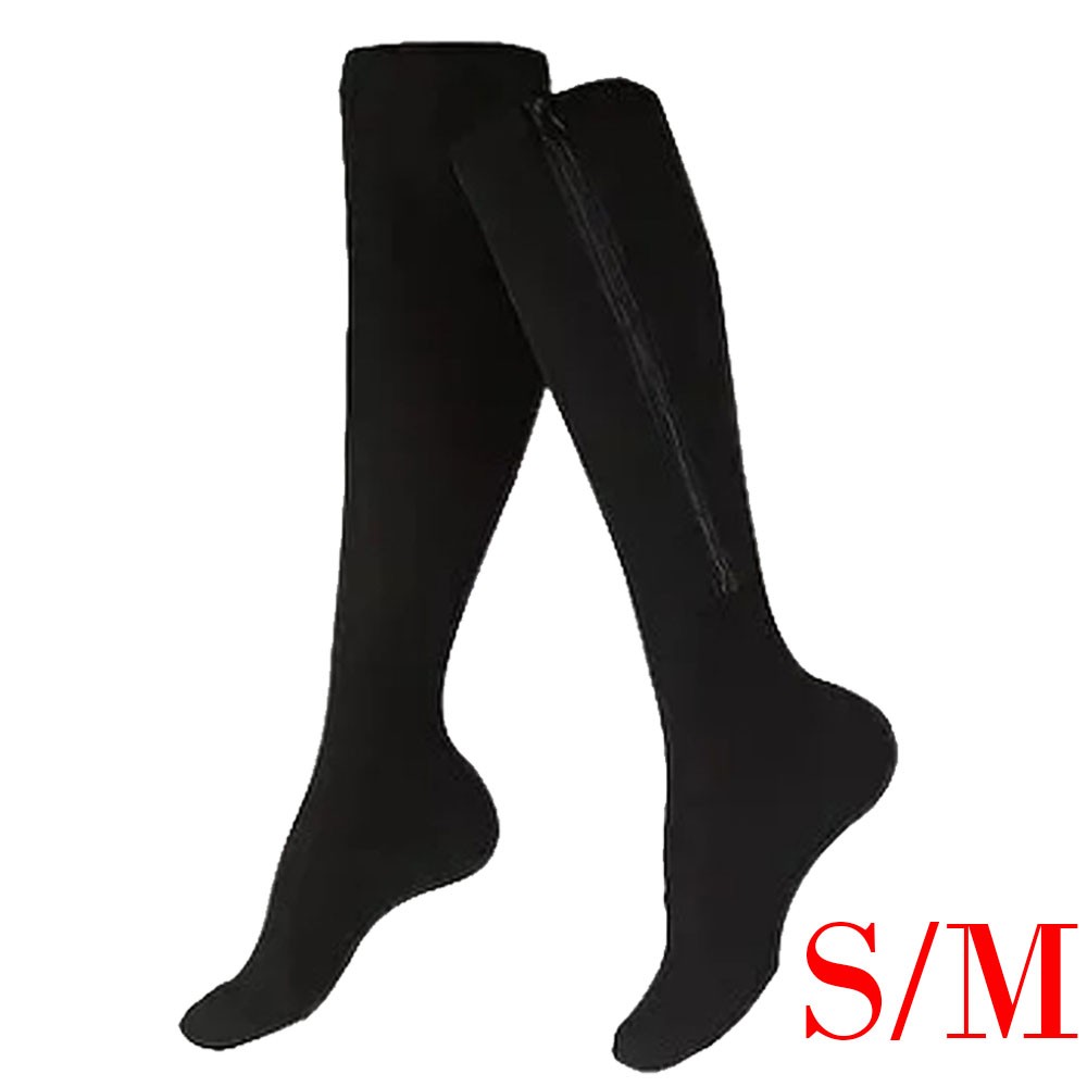 S/M Zip-Up Compression Socks 20-30mmHg Closed Toe With Zipper Pain Relief Unisex