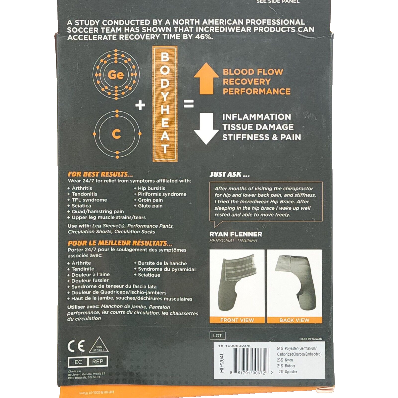 Incrediwear Hip Support Brace Left or Right All Sizes, S, M, L, XL, XXL – NEW