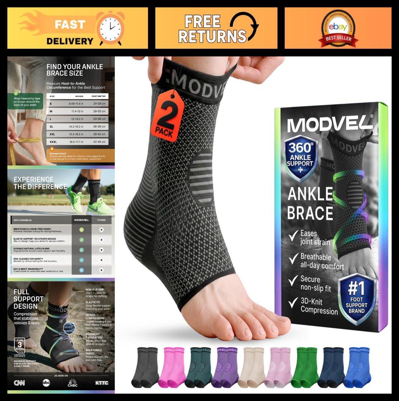 Compression Ankle Brace Socks for Sprains & Tendonitis – Support Sleeve for Men