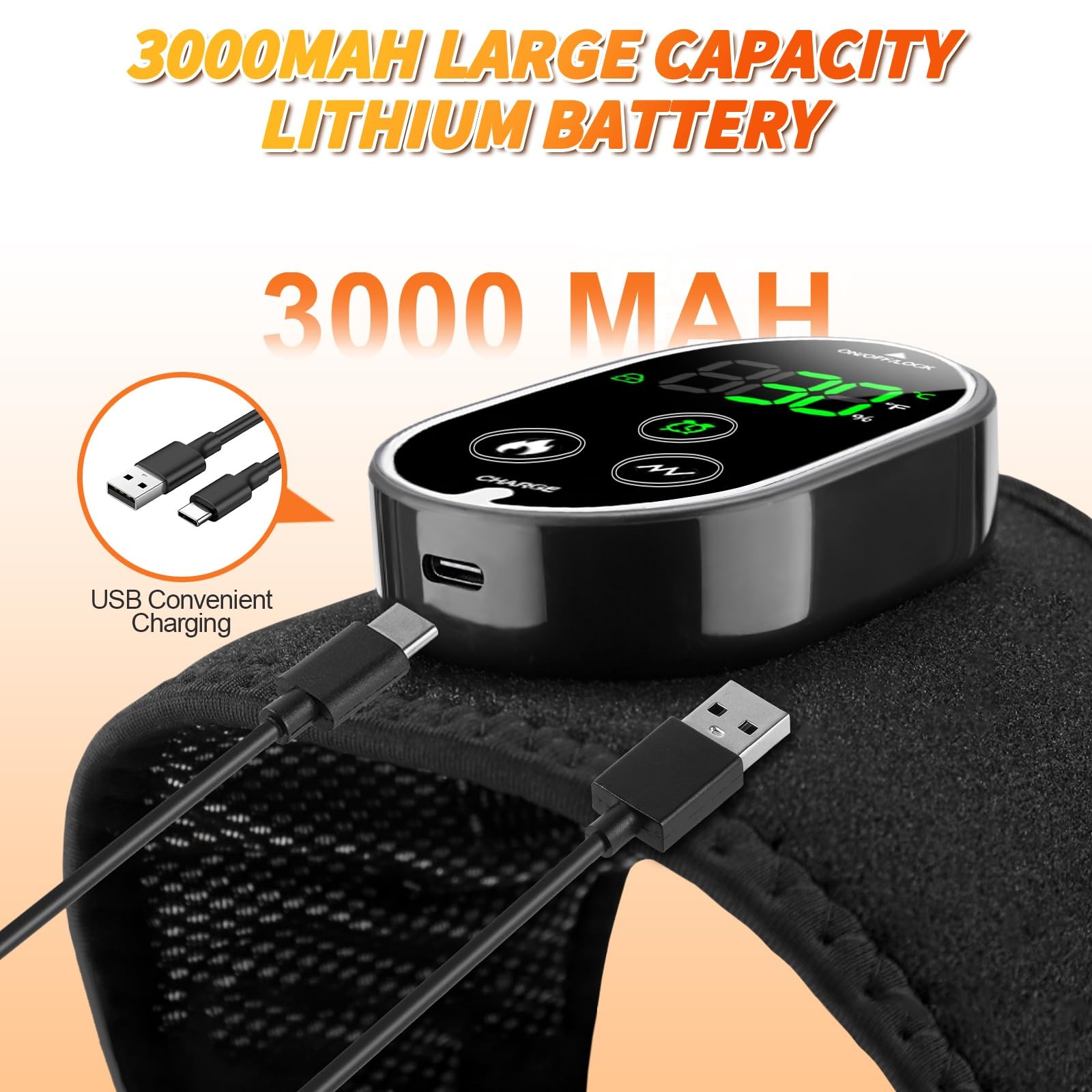 FSA or HSA Eligible Cordless Heated Knee Massager 3-in-1 Knee Massager with H…