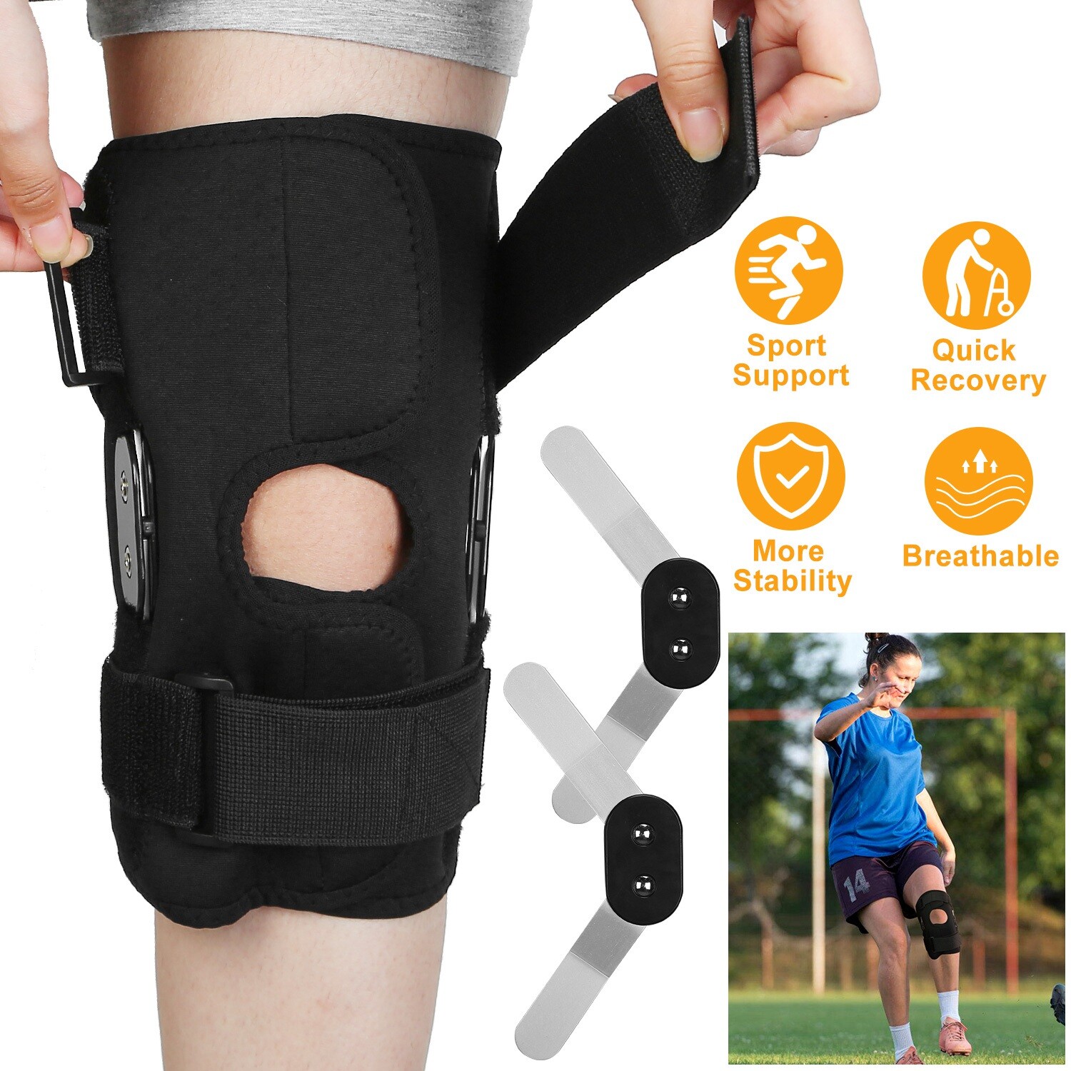 Adjustable Hinged Knee Patella Support Brace Sleeve Knee Wrap Stabilize Recovery