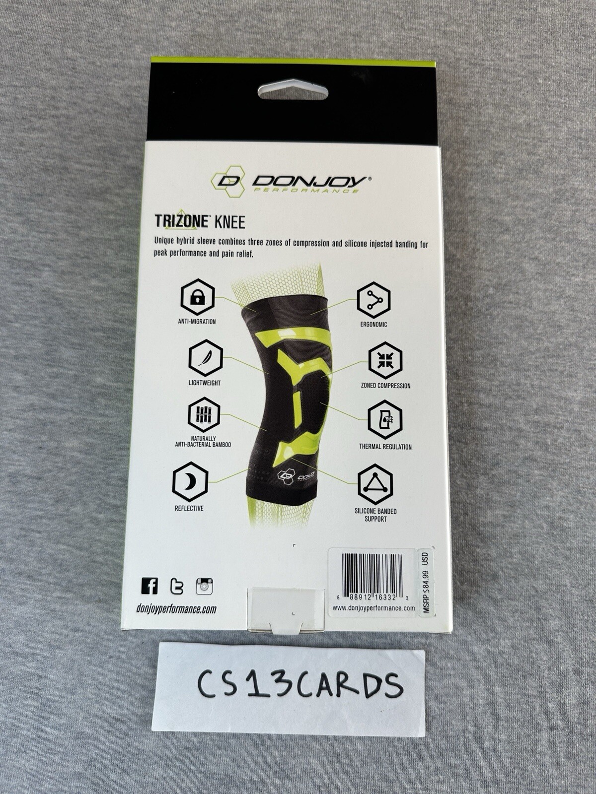 DonJoy Performance TriZone Knee Support Sleeve – Size XL Slime Green