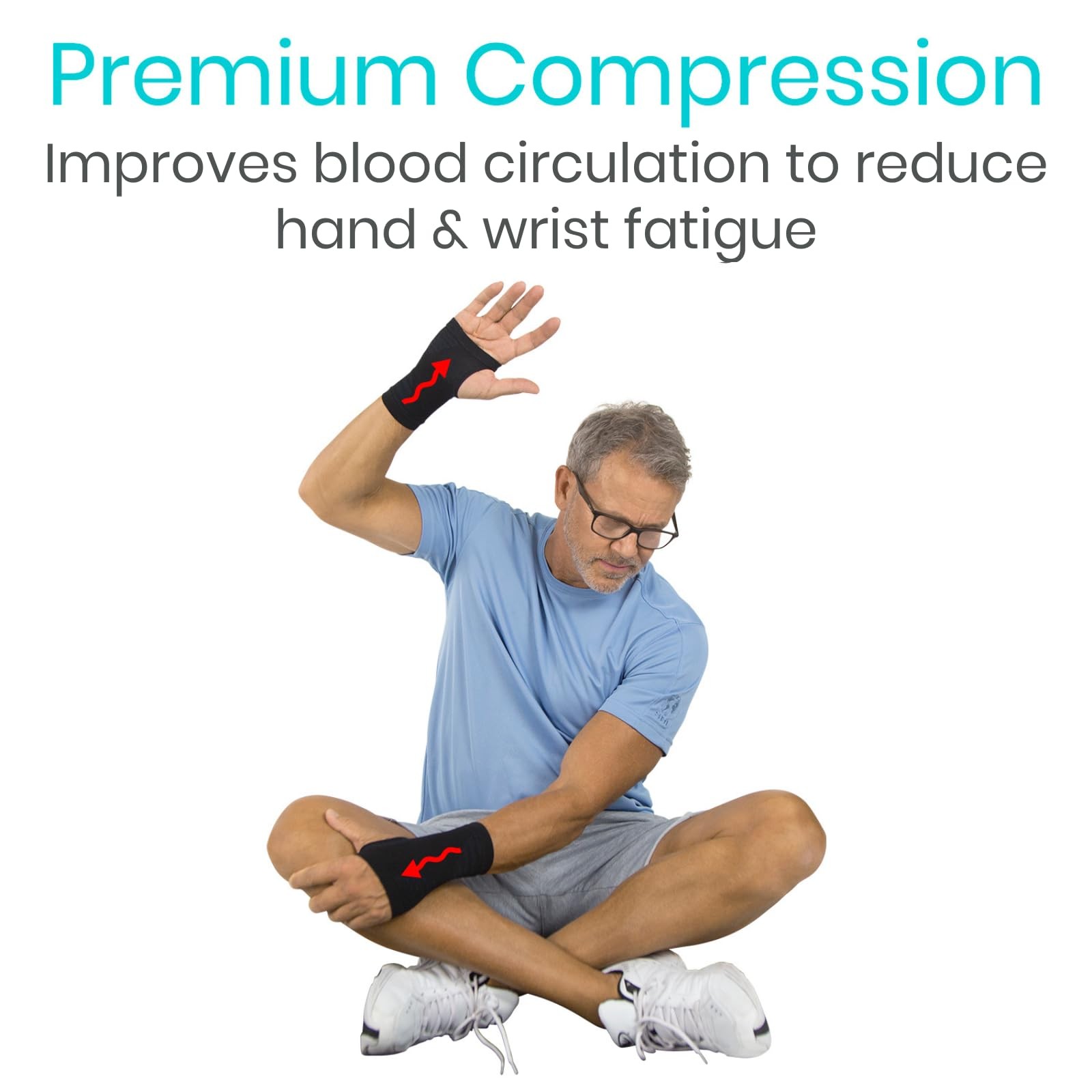 Vive Wrist Compression Sleeve Support Brace for Pain Relief – Medium, Black