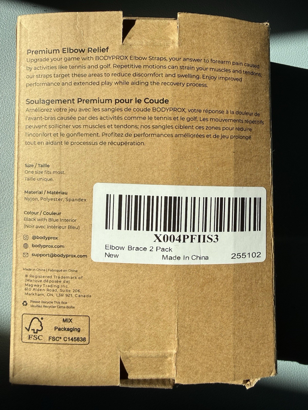 Bodyprox Elbow Brace 1 Pack for Tennis & Golfer’S Elbow Pain Relief