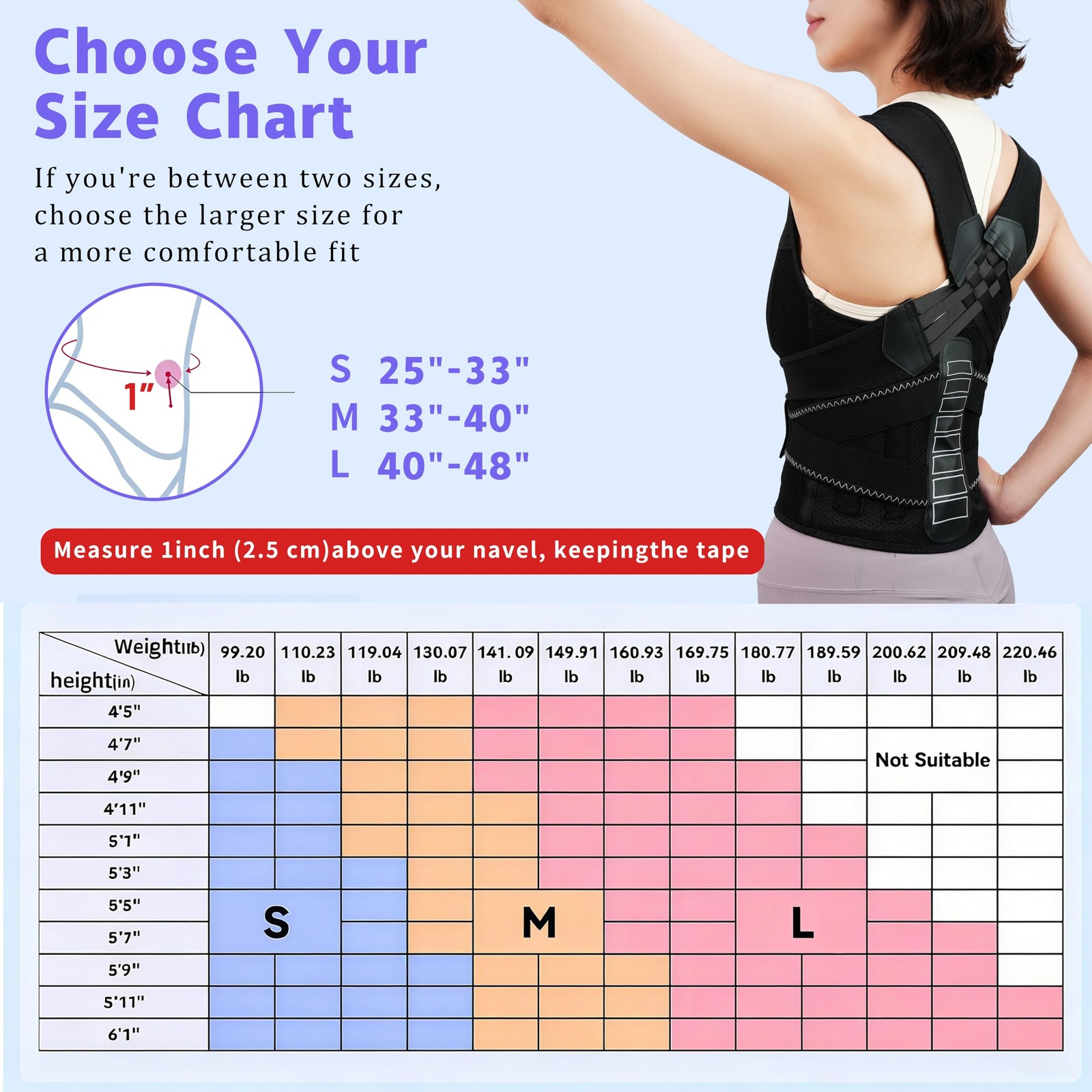 SFSSCDF Back Brace Posture Corrector for Women and Men Vertical L