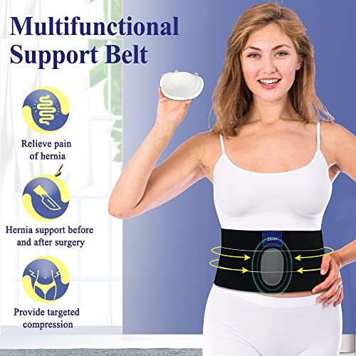 Umbilical Hernia Belt for Men Women Hernia Support Abdominal M (32-42 Inch)
