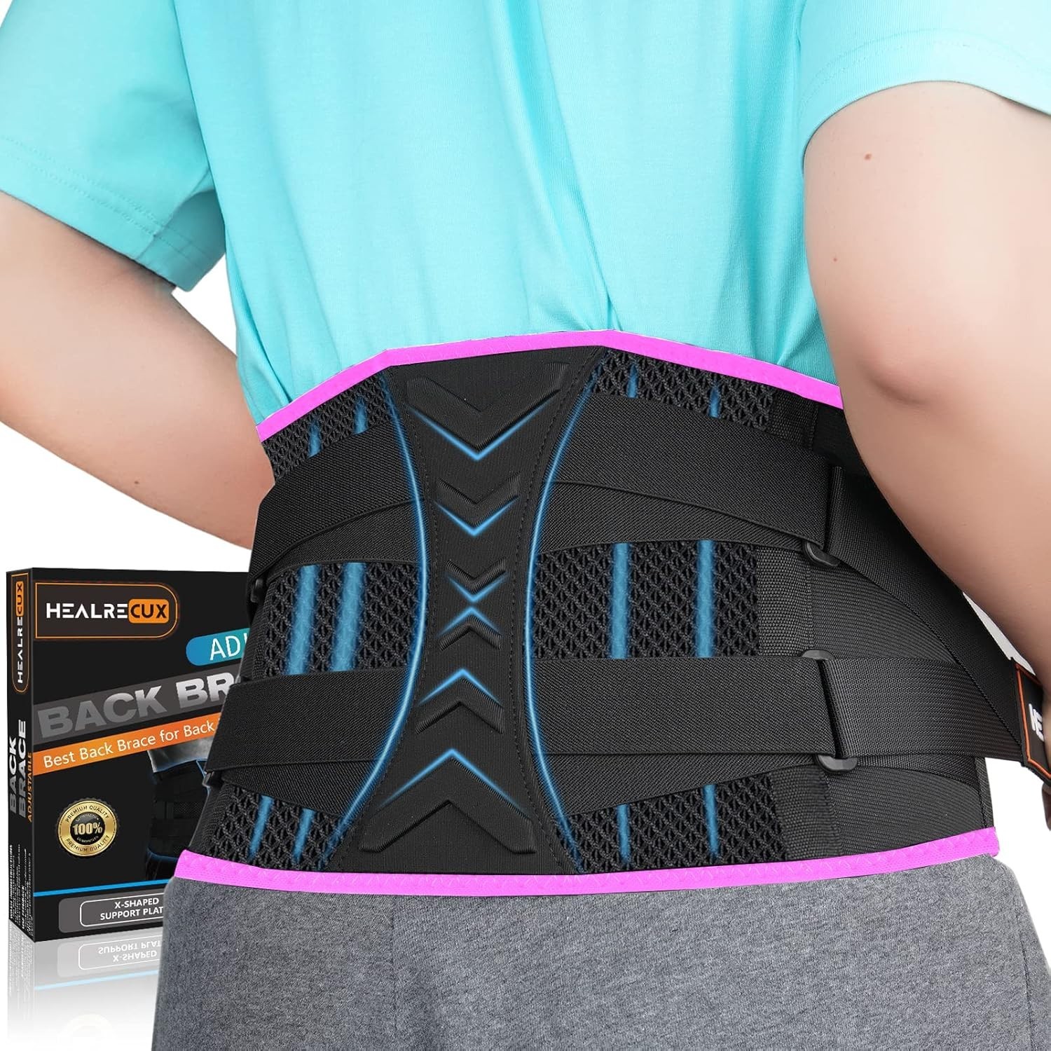 Healrecux Back Brace Lumbar Belt Herniated Disc Sciatica Scoliosis Pain Relief