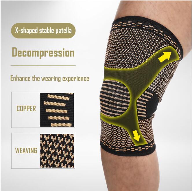 2x Knee Sleeves Copper Silver Compression Brace Support Sport Joint Injury Pain