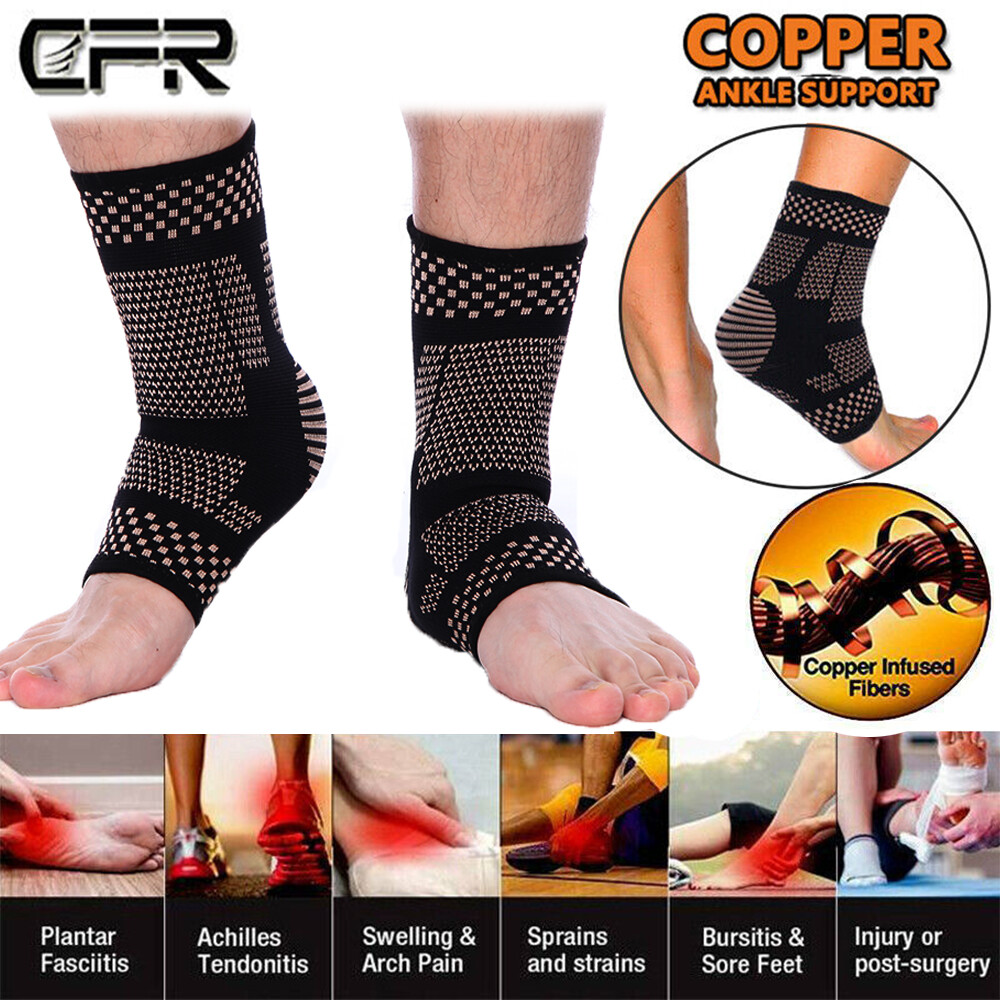 Copper Ankle Brace & Achilles Tendon Support Wrap Sleeves Adjustable Tendinitis