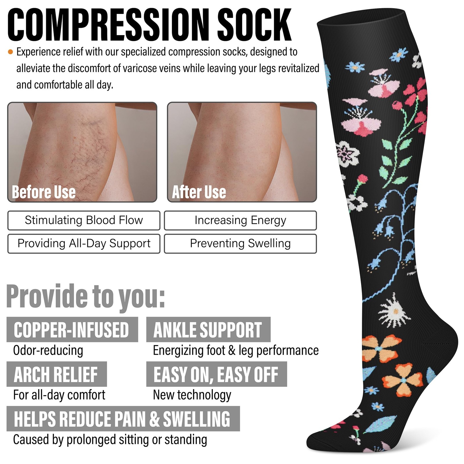 3 Pairs Compression Socks for Women & Men 15-20 mmHg,Best Support for Nurses …