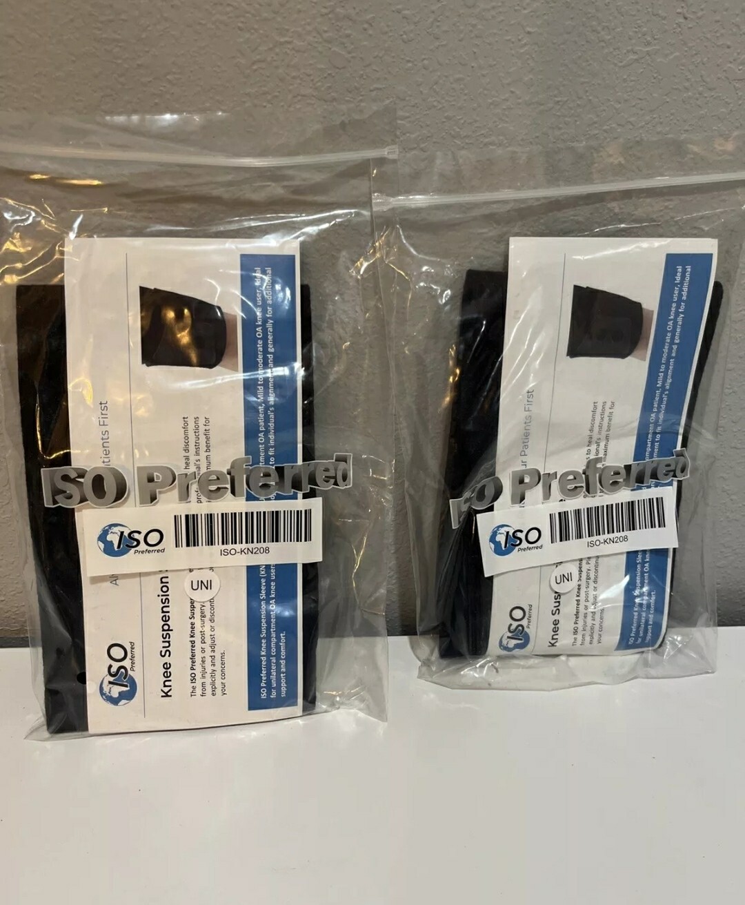 Knee Suspension Sleeve Lot of 2: ISO Preferred ISO-KN208, HELPS KNEE BRACE STAY