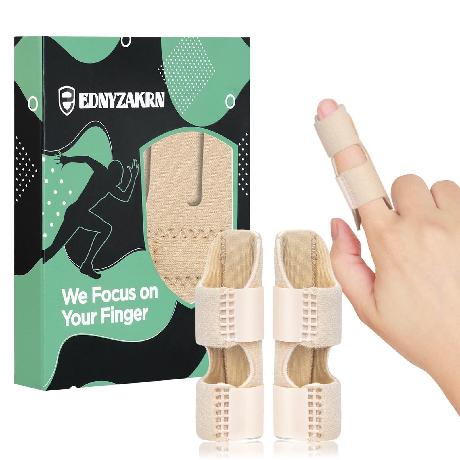 EDNYZAKRN Finger Splints, Brace for Trigger – One Size, Beige