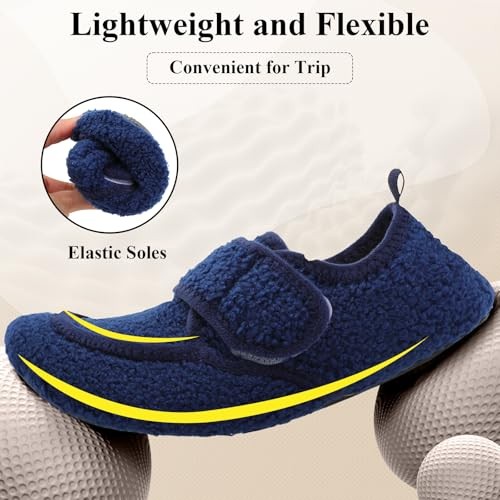 Womens Mens Slippers Diabetic House Slippers for 8-9 Women/6.5-7.5 Men Blue