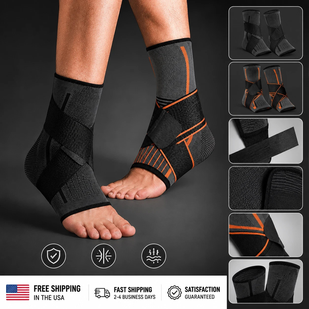 Ankle Brace Compression Sleeve for Plantar Fasciitis & Foot Pain Relief Support.