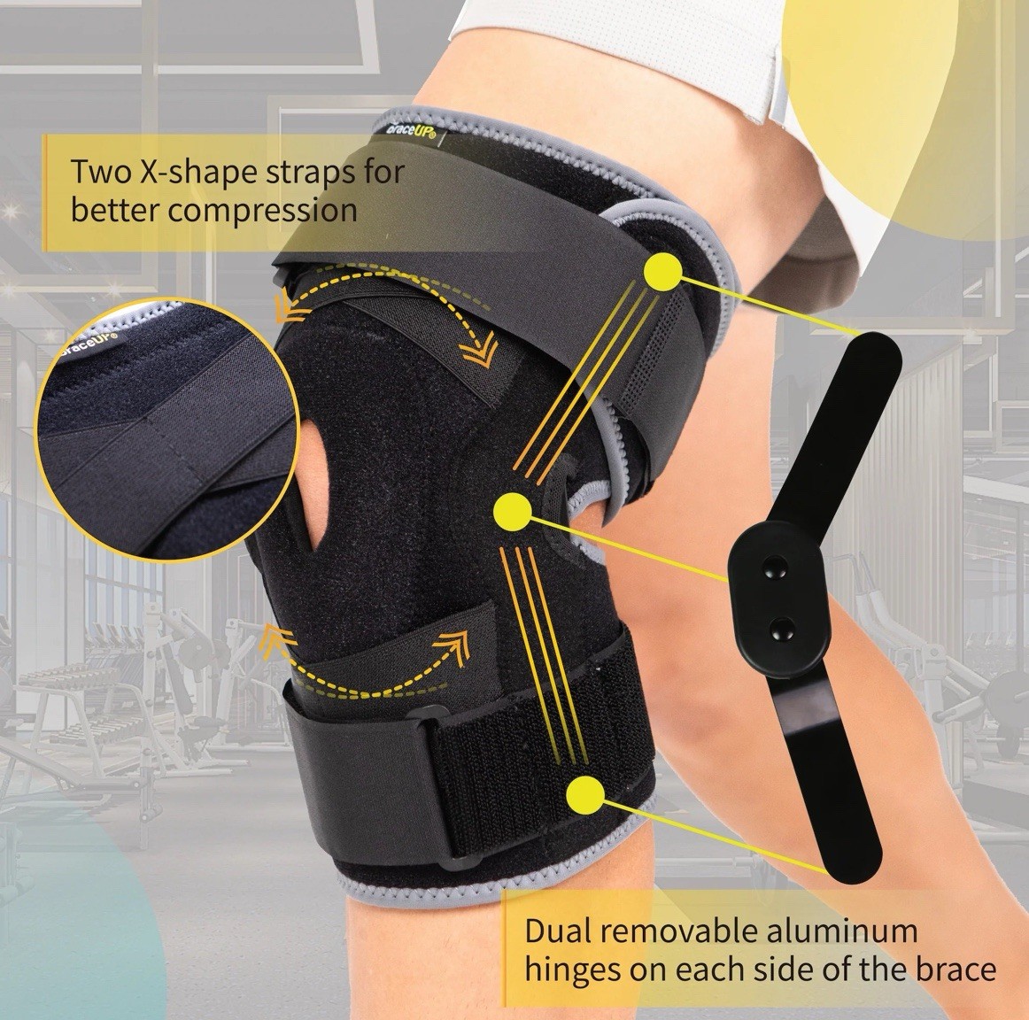 Braceup Hinged Knee Brace For Pain Relief, Adjustable Stabilizer Men & Women S/M