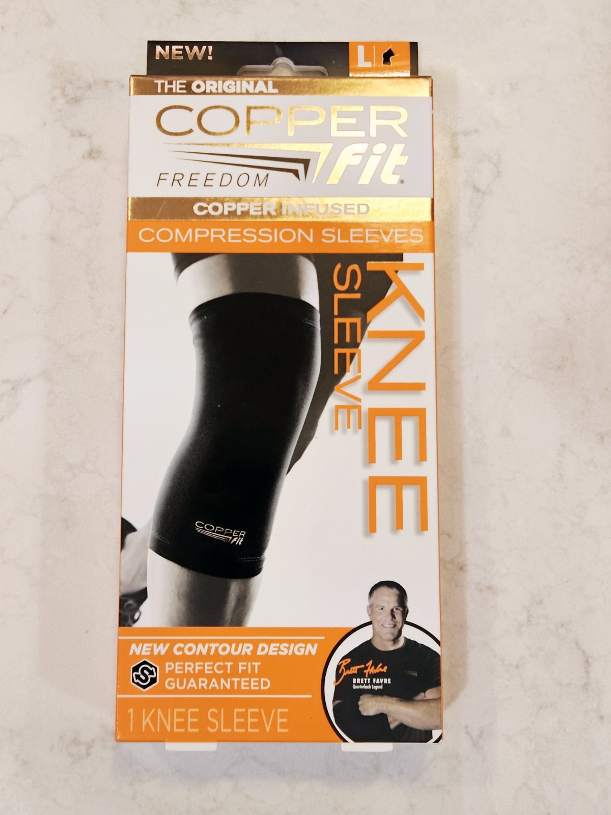 Copper Fit Freedom Copper Infused Compression Knee Sleeve Size L Black FREE SHIP