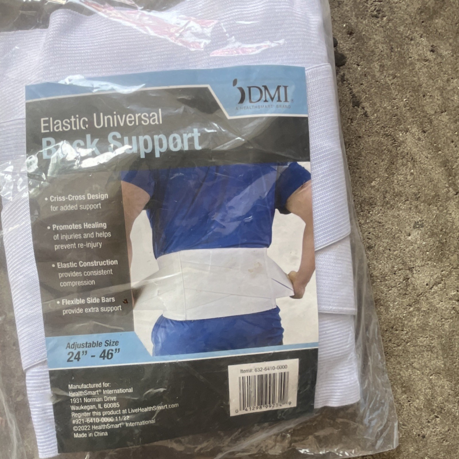 DMI Elastic Back & Waist Support Belt Adjustable 24″-46″ Criss-Cross White