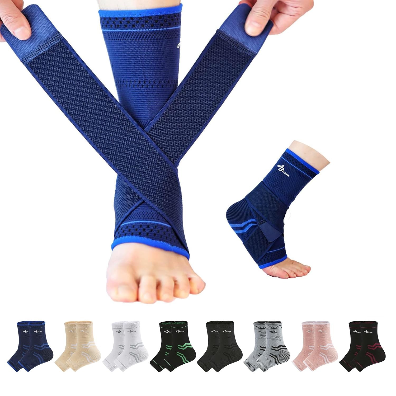 Ankle Brace for Men & Women – Adjustable Compression Sleeve with Wrap, Stability