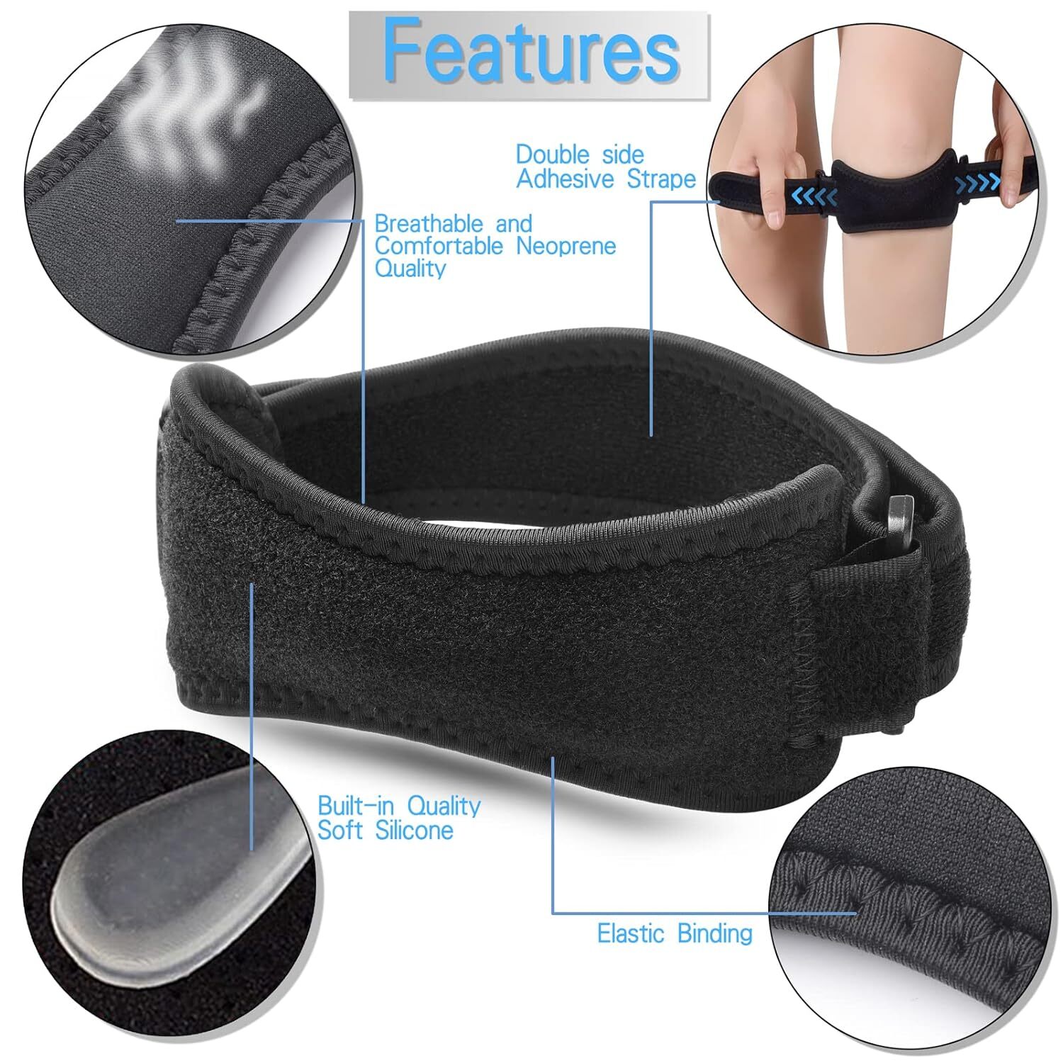 2× Knee Brace Support Patella Stabilizer Strap Arthritis Pain Relief Running USA
