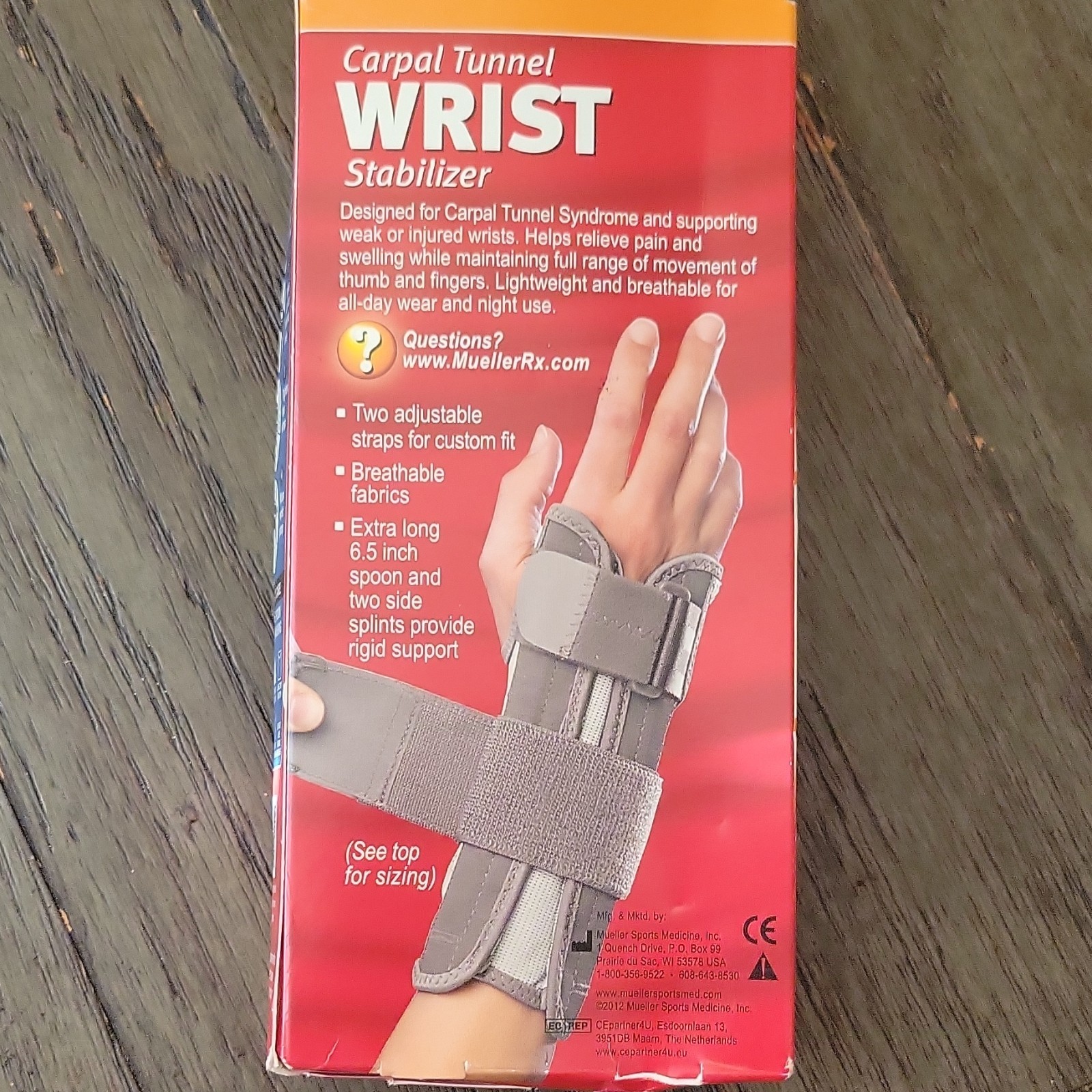 Mueller Carpal Tunnel Wrist Stabilizer Brace S/M Gray Antimicrobial 62011