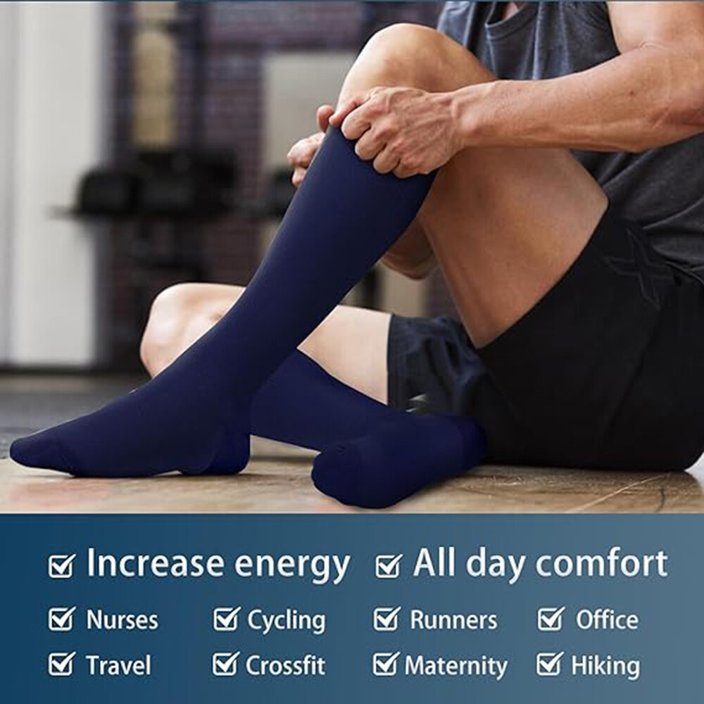 3 Pair Compression Calf Socks for Edema Diabetic Varicose Veins Medical Sport