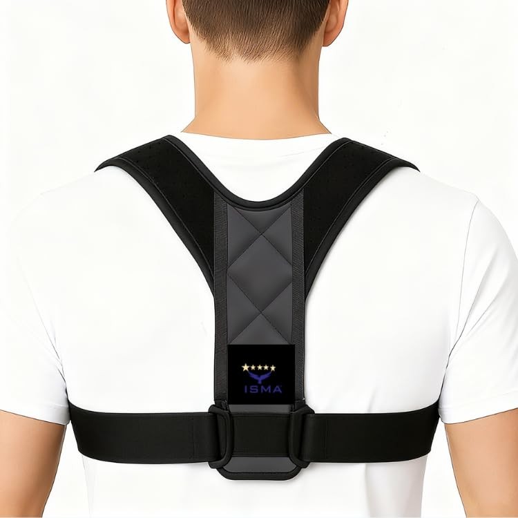ISMA Back Posture Corrector for Men & Women – Upper One Size, Black