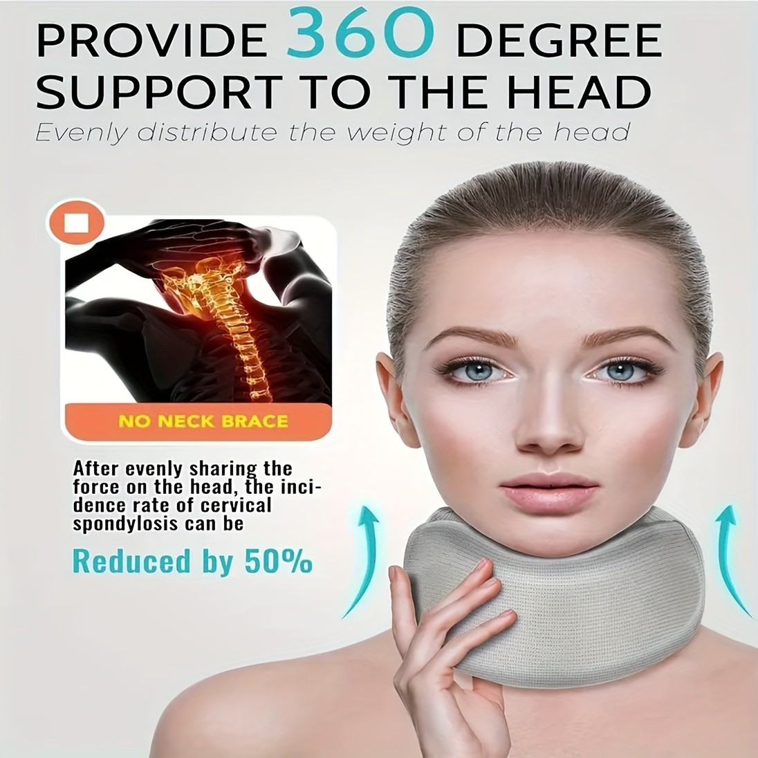 1 Adjustable Posture Corrector Neck Brace – Breathable Cooling Fabric with…