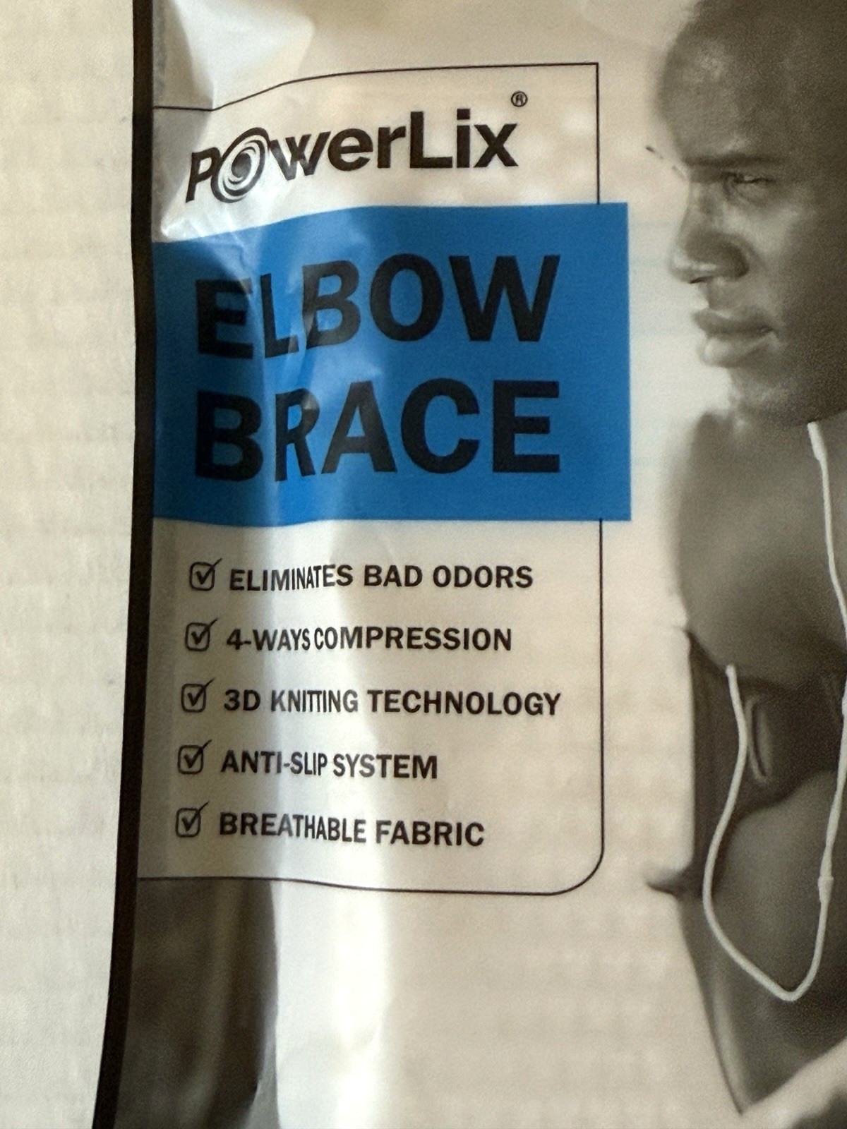 PowerLix Elbow Brace Compression Support 1 Pair Beige and White Size Small New