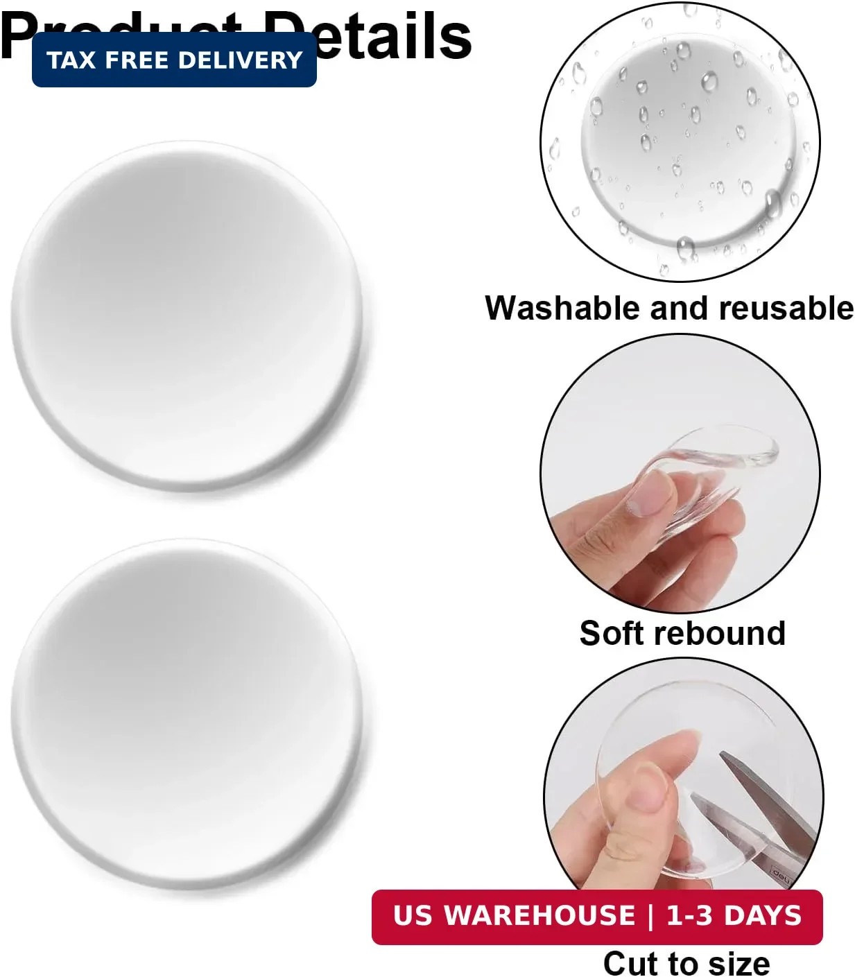 8 Pcs Prosthetic Liner Patches, 2.6Inch Amputee Leg Gel Pads Reusable Prosthetic