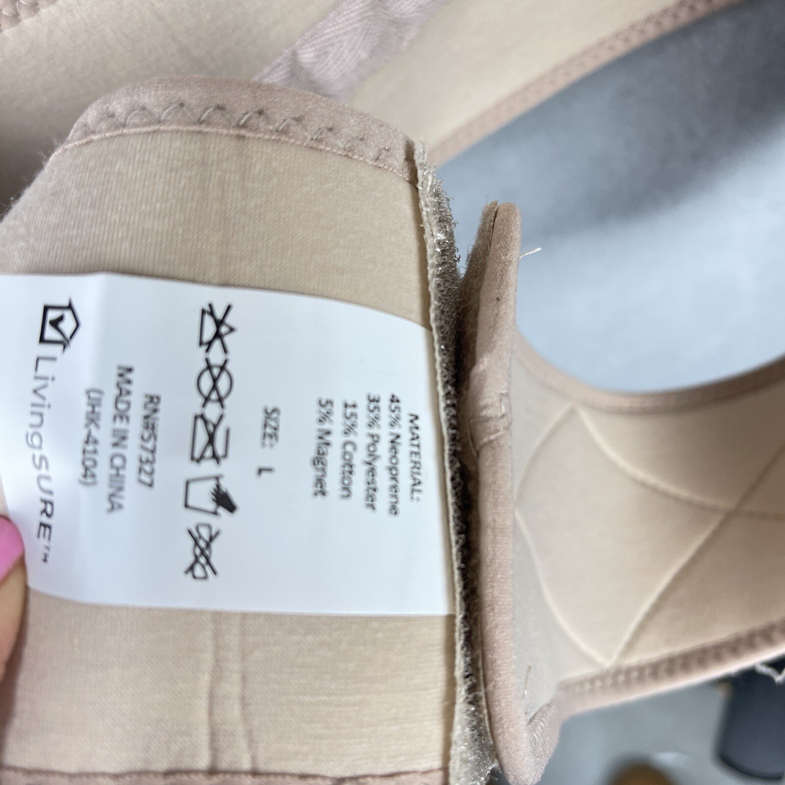 LivingSure Magnetic Posture Corrector Adjustable Strap Size Large Color Cream