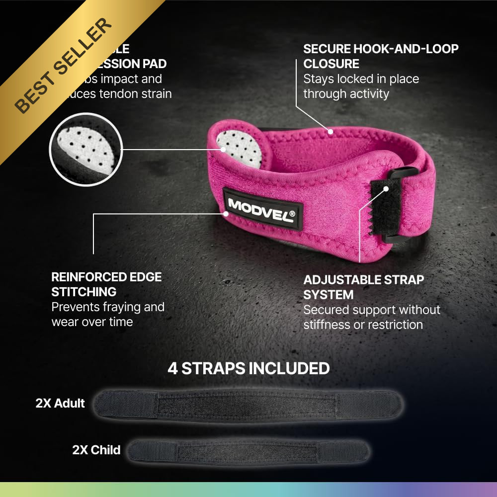 Modvel 2 Pack Patella Tendon Support Strap Knee Brace Band for Pain Relief Worko