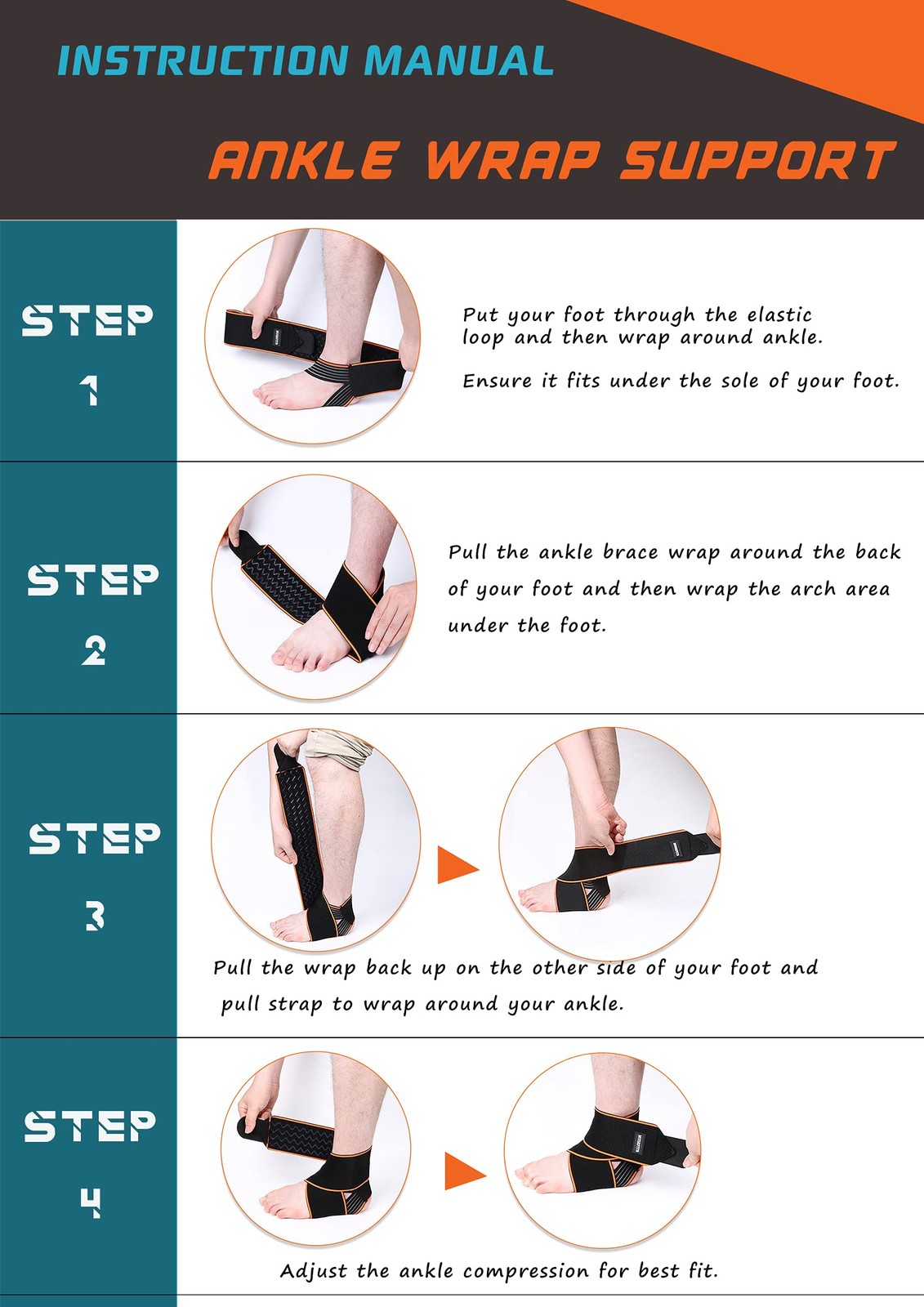 Adjustable Compression Ankle Brace Wrap Support Sprain Relief 2 Pack