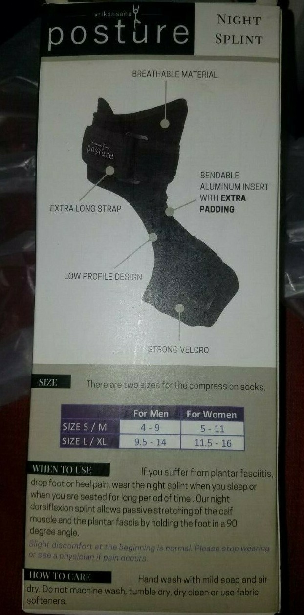 Posture Night Splint Plantar Fasciitis& Heel Pain w/Size L/XL Compression Socks