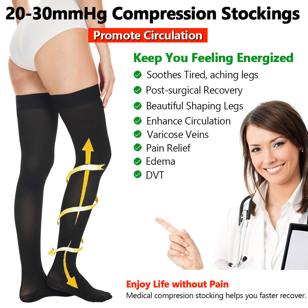 Full Leg Brace Thigh High Compression Socks Pain Relief Support Stockings Unisex