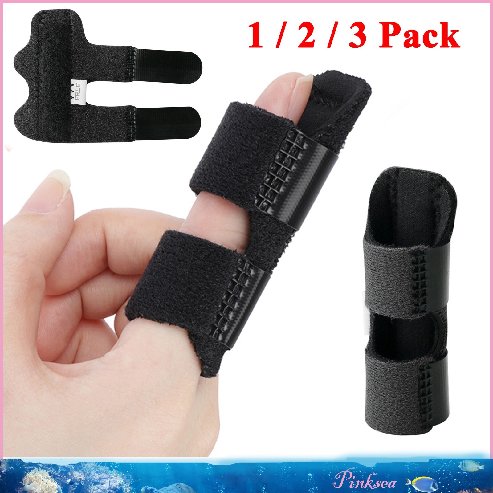 1/2/3 Pack Black Finger Splint Brace Finger Sprain Fracture Fixation Support