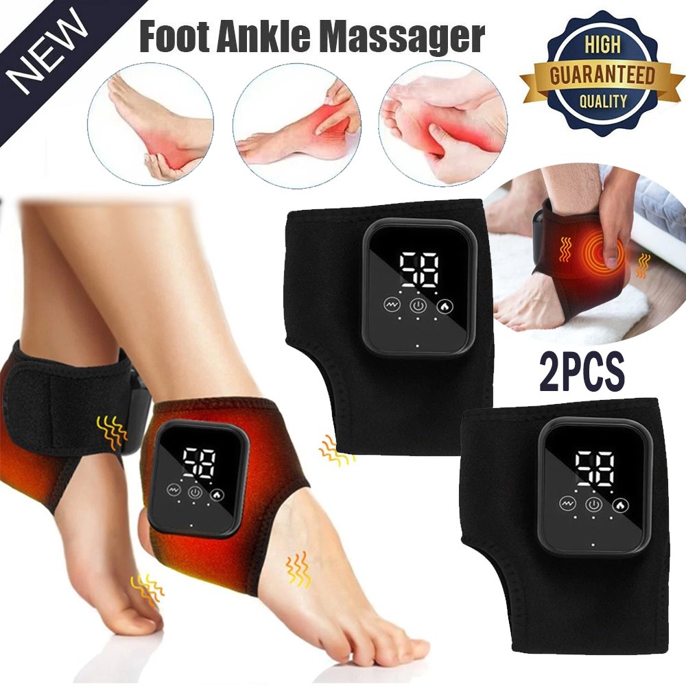 Pair Cordless Foot Vibration Massager 3 Heat Hot Compress Therapy Pain Relief