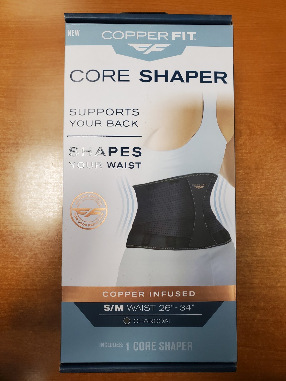 COPPER FIT Core Shaper Women Charcoal S/M Waist 26″-34″ (1755) 12E