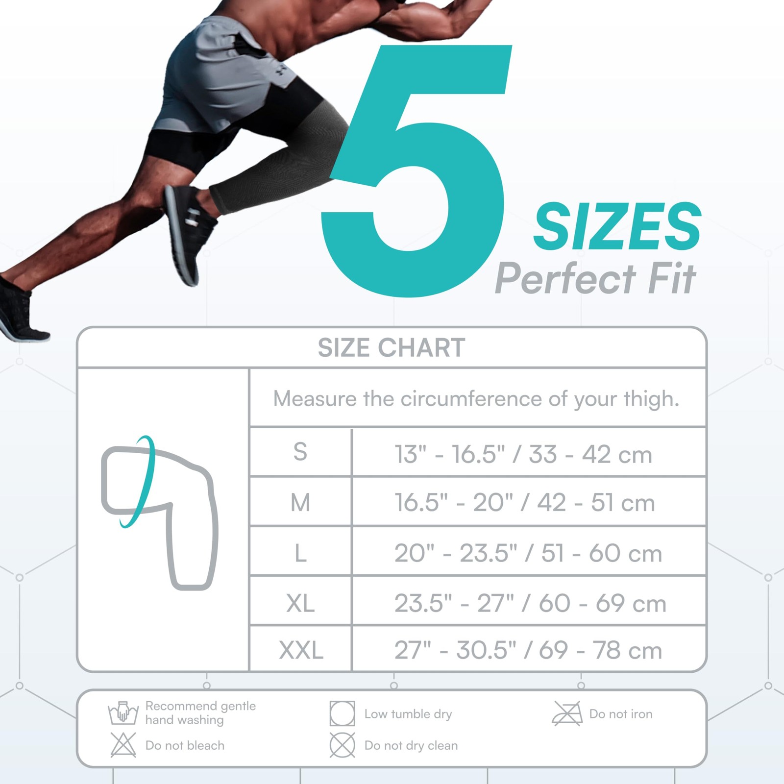 Vital Salveo Graphene Full Leg Sleeve, Thigh Calf Long Compression Sleeve Kne…
