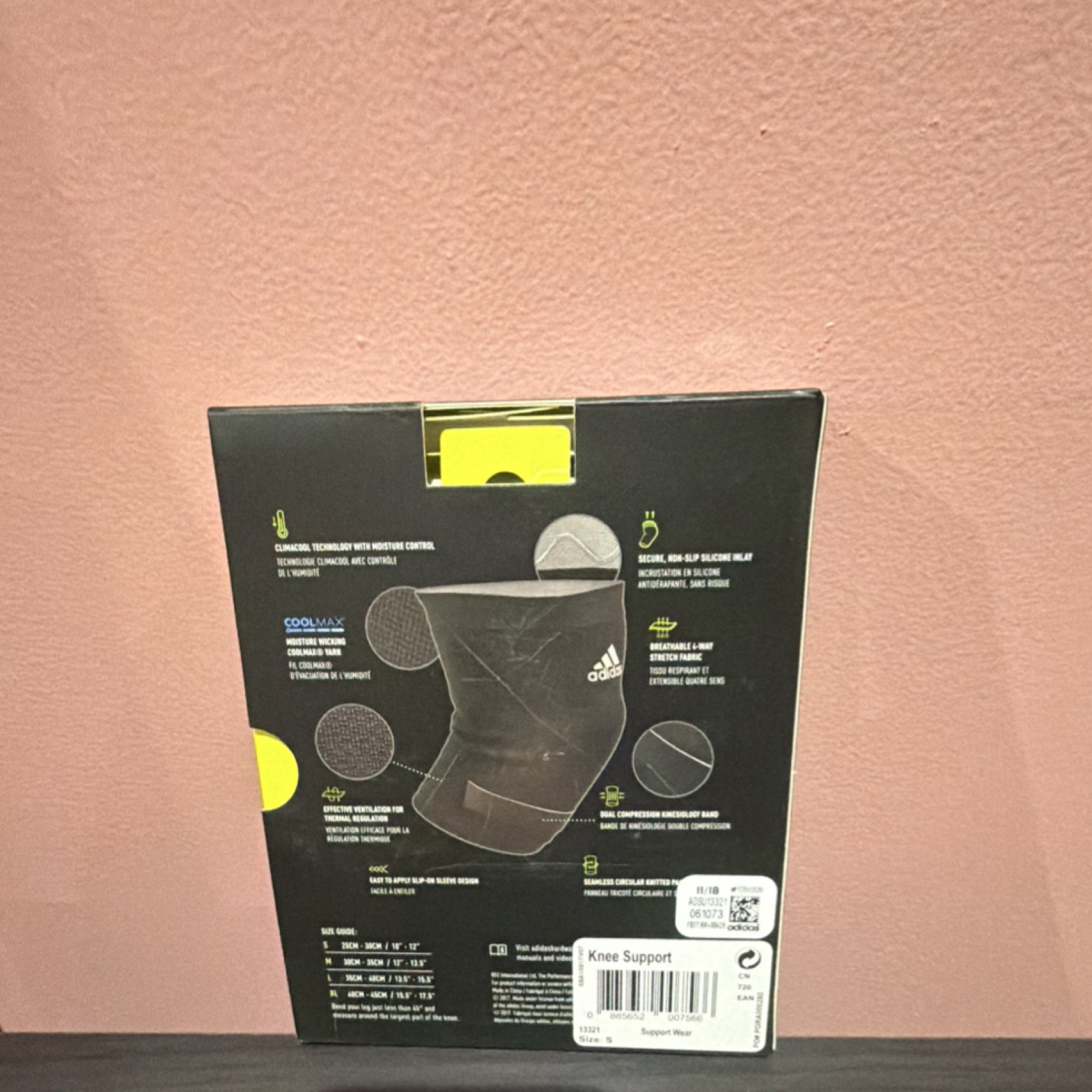 adidas Performance Knee Support Brace Climacool Coolmax S Black Stabilization