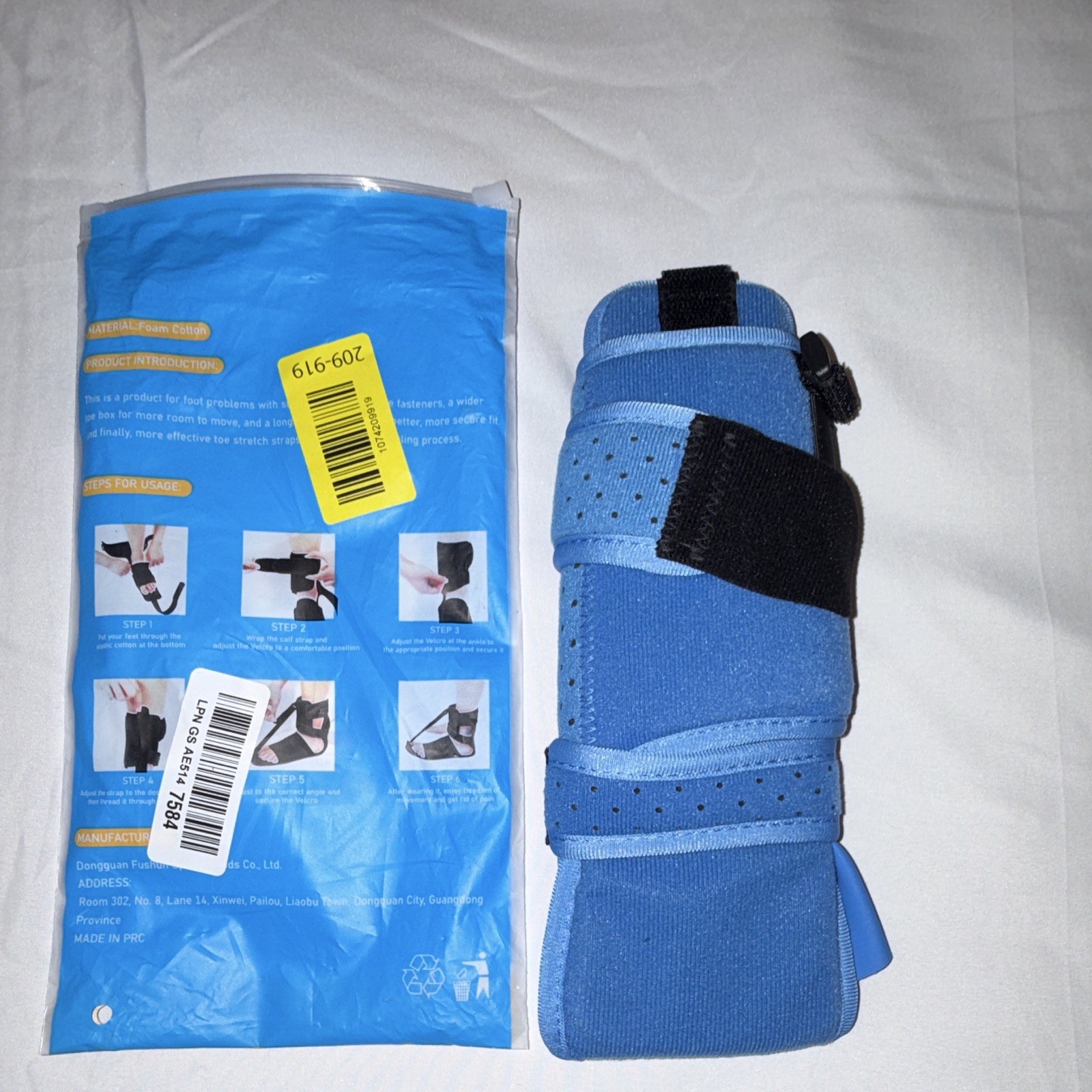 Plantar Fasciitis Night Splint Adjustable Foot & Ankle Brace Blue/Black One Size