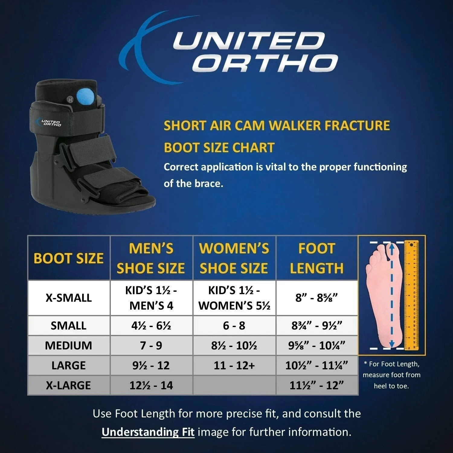 United Ortho Small Air Cam Walker Short Fracture Boot Left/Right Foot Fracture