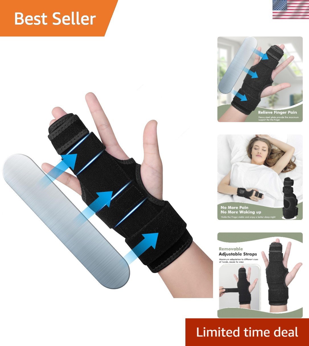 Customizable Finger Splint for Adult Hand Injuries – Index, Ring & Pinky L/XL