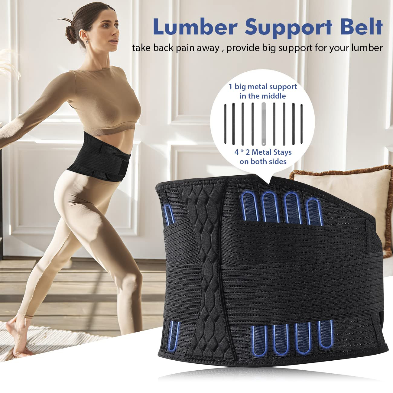 Lumbar Support Belt Lower Back Brace for Lifting, Herniated Disc, Sciatica, Pain