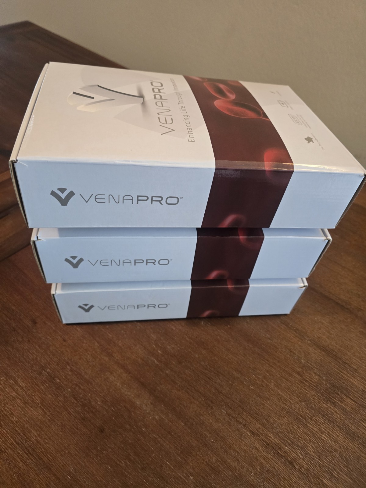 Three VENAPRO Leg Compression Sleeves Battery Operated One Size White/Blue