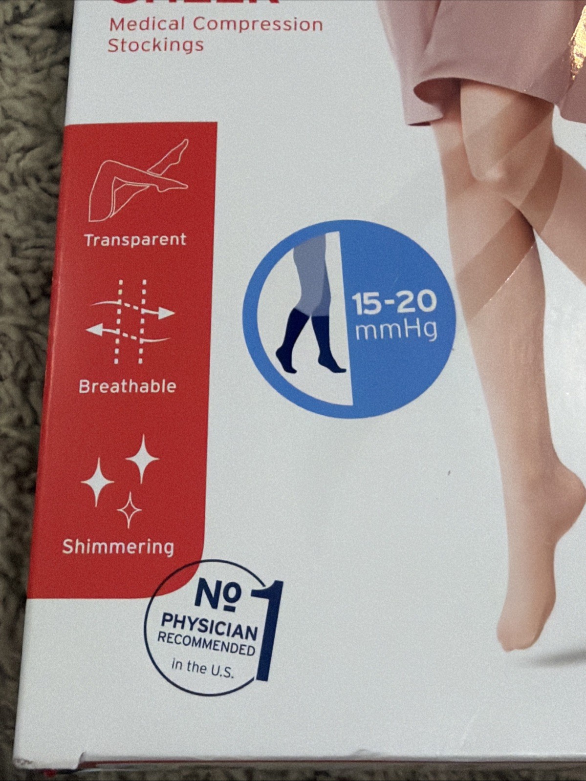 NEW Jobst Ultra Sheer Medical Compression Stockings Below Knee 15-20 mmHg Large