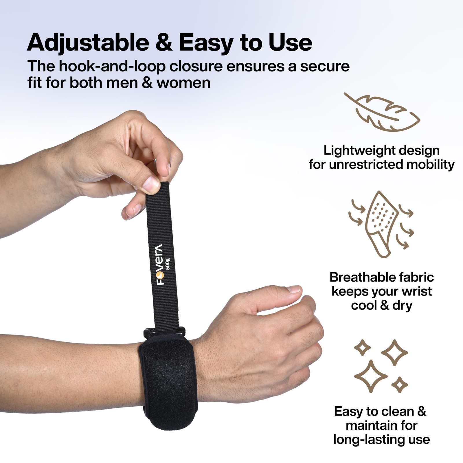 FOVERA 500g Weight Cuff Set for Strength, Rehab, Adjustable Strap, Pack of 2